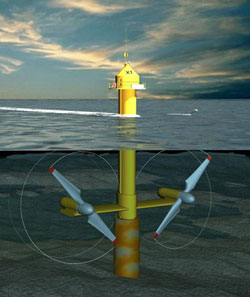 Schematic of an underwater current turbine.