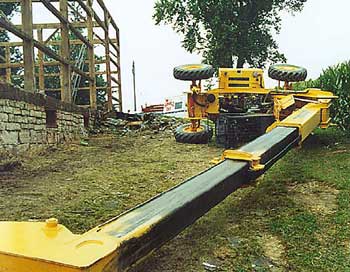 Photo 1 – View from the northwest of barn showing the overturned forklift adjacent to the barn driveway.