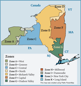 2007 New York  (NYISO) Electric Regions