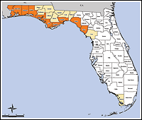 Map of Declared Counties for Disaster 1595