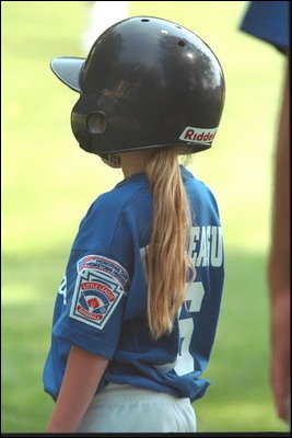 President Bush attends a Tee Ball on the South Lawn game between the Cardinals and the South Berkeley Little League Braves from Inwood, West Virginia, June 23, 2002.