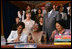 Laura Bush with Ghana President John Agyekum Kufuor at the launch of the Africa Education Initiative Textbooks Program Jan. 17, 2006 in Accra, Ghana.