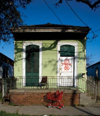 Exterior of a house damaged in Hurricane Katrina.