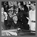 President Roosevelt opening the ball game at Griffith Stadium, Washington, D.C., April 12, 1933