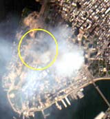 satelite aerial view of the trade center bombing