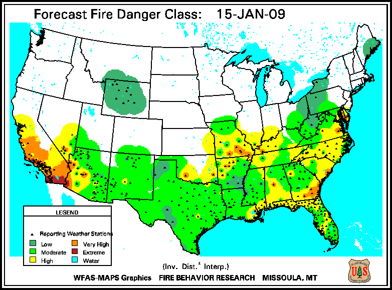 Fire Weather Forecast Map for the United State