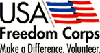 [Logo]: USA Freedom Corps: Make a Difference. Volunteer.