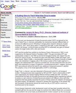 Screenshot of Google comment by ., Director, National Institute of General Medical Sciences. Posted October 9, 2008.