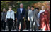 President George W. Bush and Laura Bush arrive at the Bulguksa Temple Thursday, Nov. 17, 2005, in Gyeongju, Korea with Korean President Moo Hyun Roh and his wife Yang-Sook Kwon.