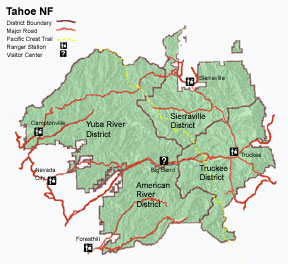 Tahoe NF map, showing Ranger District Boundaries