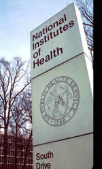 Picture of a road sign that reads National Institutes of Health