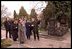 Laura Bush and her staff tour the historic cemetery of the Church of Saints Peter and Paul. The cemetery is known as the burial site of many prominent Czechs, such as the composer Dvorak, as well as the site for a notable collection of sculptural art.