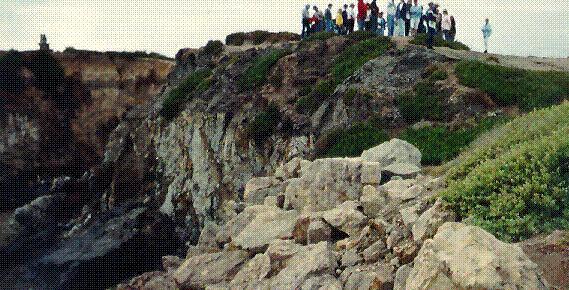 MMS geologist leads field trip to examine natural petroleum seeps in Southern California.