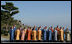 Leaders of the Asian Pacific Economic Cooperation stand for the official 2005 APEC photograph Saturday, Nov. 19, 2005, at the Nurimaru APEC house in Busan, Korea. The photograph came on the final day of the two-day economic summit.