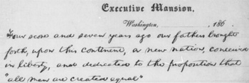 Handwritten text of Gettysburgh Address