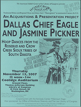 Dallas Chief Eagle and Jasmine Pickner concert flyer 2007