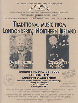 Flyer for the Dathi Sproule and Robert Watt Concert