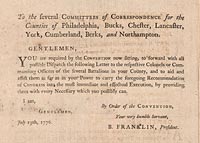 In Congress, July 19, 1776. Resolved, That it be earnestly recommended to the Convention of Pennsylvania, to hasten, with all possible Expedition, the March of the Associators into New-Jersey,