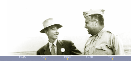 J. Robert Oppenheimer and General Groves at Ground Zero