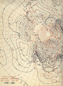 Hand drawn sea-level pressure map - 1899 U.S. Weather Bureau