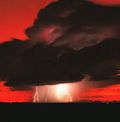 lightning in red sky