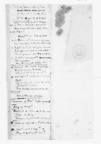 Image 319 of 1137, James Madison.  Notes for Speech on Constitutional