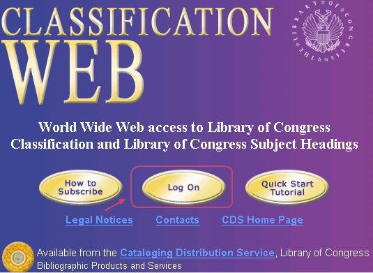 Classification Web Log On  start page