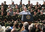 BUSH VISITS TROOPS - Click for high resolution Photo