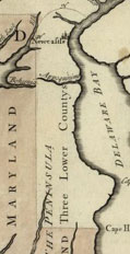 detail of the map of the border of Maryland and Pennsylvania