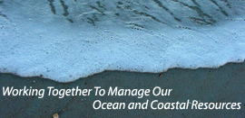 home page banner reading:Working Together to Manage Our Ocean and Coastal Resources
