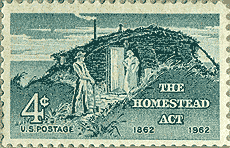 The Homestead Act postage stamp