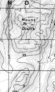 A black and white section of a topographic map at 1:63,360-scale.