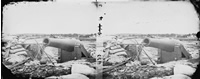 Yorktown, Va. Confederate fortifications, with large gun (stereograph)