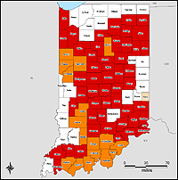 Map of Declared Counties for Disaster 1520