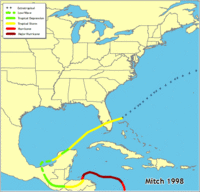 Click for a larger map of Mitch 1998