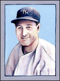 Drawing of Lou Gehrig. White House Drawing by Rania Hassan. *Click to make your own baseball cards*