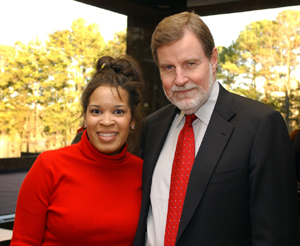 A grateful Wilson posed with Charletta Fowler, the young woman whose extra effort makes each year’s reception a success.