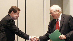 Wilson, left, welcomed Price to the podium. Wilson described the congressman as “a good friend” of NIEHS and the Environmental Protection Agency, whom “we all feel comfortable interacting with.” 