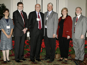 Key players in Superfund partnerships speaking at the meeting included, left to right, Thompson, Wilson, Suk, Hughes, Bodine and Falk.