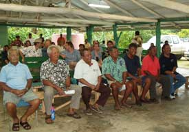 Palauan Community Chiefs gather to hear research findings from the Palau International Coral Reef Center