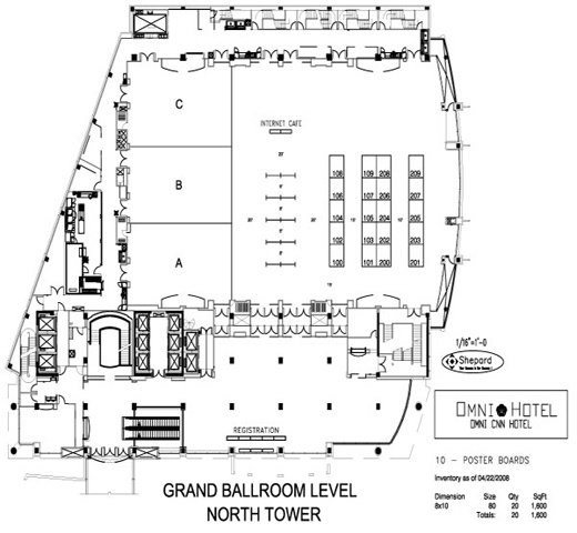 Omni Hotel Exhibit Space Floor Plan. Grand Ballroom Level, North Tower. Follow this link for a printable PDF version of the floor plan.