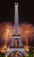 Fireworks explode over the Eiffel Tower as part of Bastille Day celebrations in Paris late Monday, July 14, 2003. ,AP Photo/Jacques Brinon,