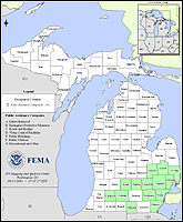Map of Declared Counties for Emergency 3189