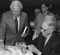 After the discussion, a long line of patient fans waited for Wouk to sign their copies of his novel.