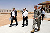 Defense Secretary Robert M. Gates tours the barracks under construction on Fort Bliss, El Paso, Texas, May 1, 2008.