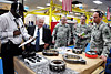 Richard Bratton, left, gives Secretary of Defense Robert M. Gates a tour of the Bradley transmission and 25-millimiter gun production facility at Red River Army Depot in Texarkana, Texas, May 2, 2008.