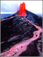 Photo of a volcano errupting.