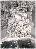 Photo of a volcano errupting.