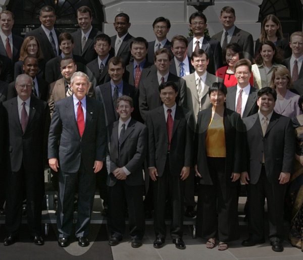 Drs. Grady and Volpp with President Bush