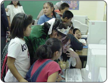 American Indian Students attending computer class.